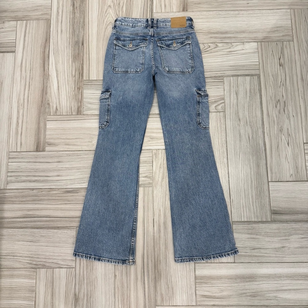Aeropostale Women's Denim Y2K Mid Rise Flare Cargo Jeans Size OR - Picture 8 of 10